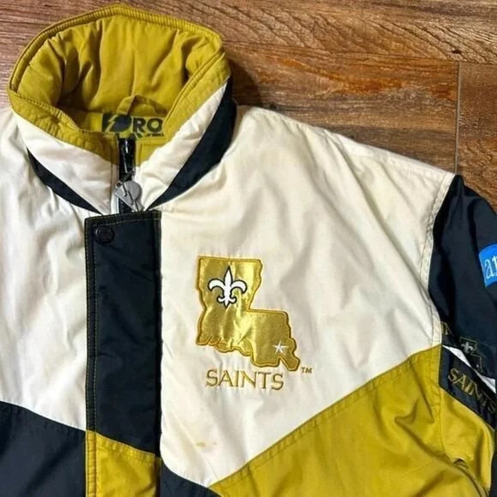 Pro Player New Orleans Saints Jacket L Black Gold‎ Vintage Puffer Coat